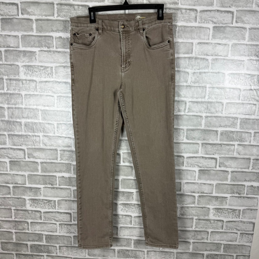 Faherty Brand Mens 34 x 32 5-Pocket Slim Straight Pants Brown MBF2440-DFT